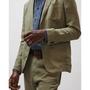 Billy Reid Archie Linen Blazer Jacket Mens 38 Olive Green Old Money Coastal
